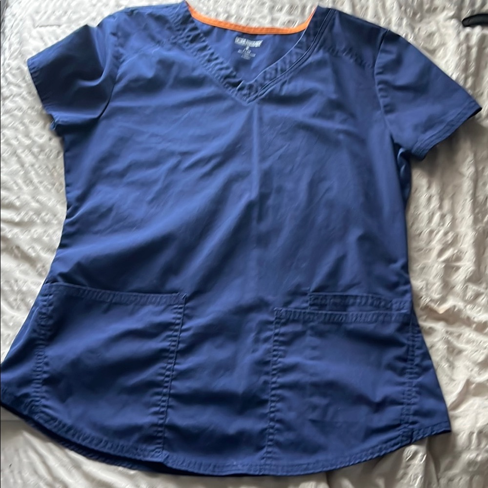Scrubstar Blue V-Neck Short Sleeve Relaxed Top